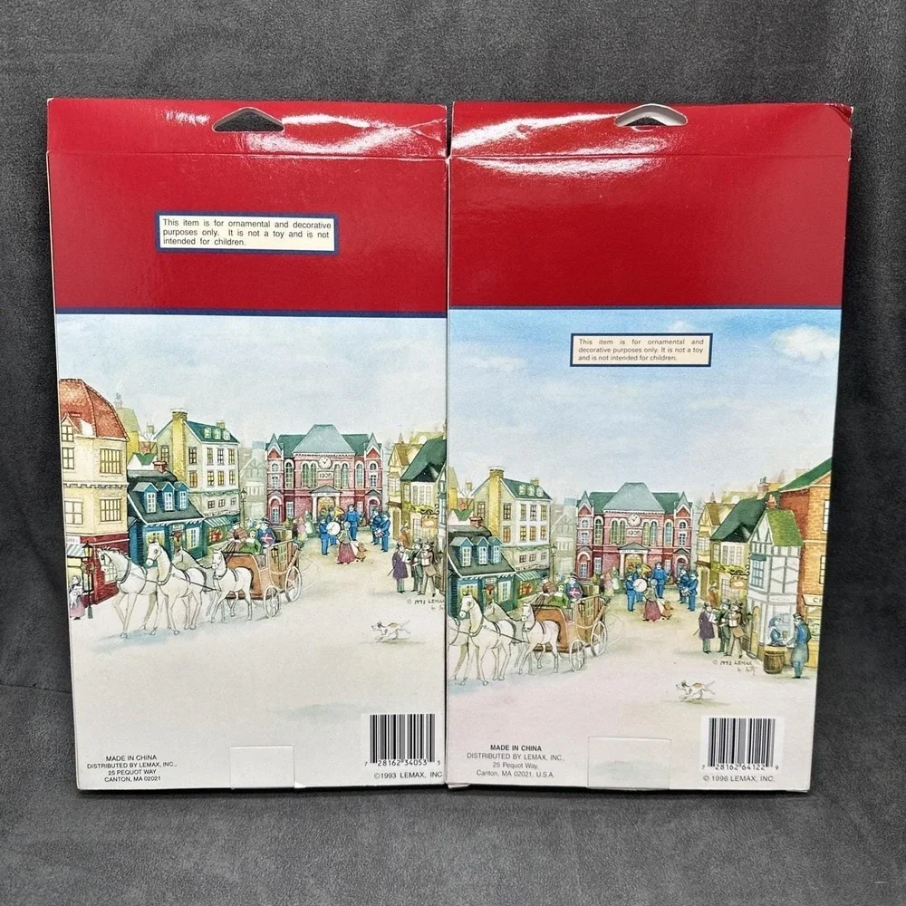 Vintage Lemax Village Collection VICTORIAN/WREATH STREET LAMPS 64122 & 34053